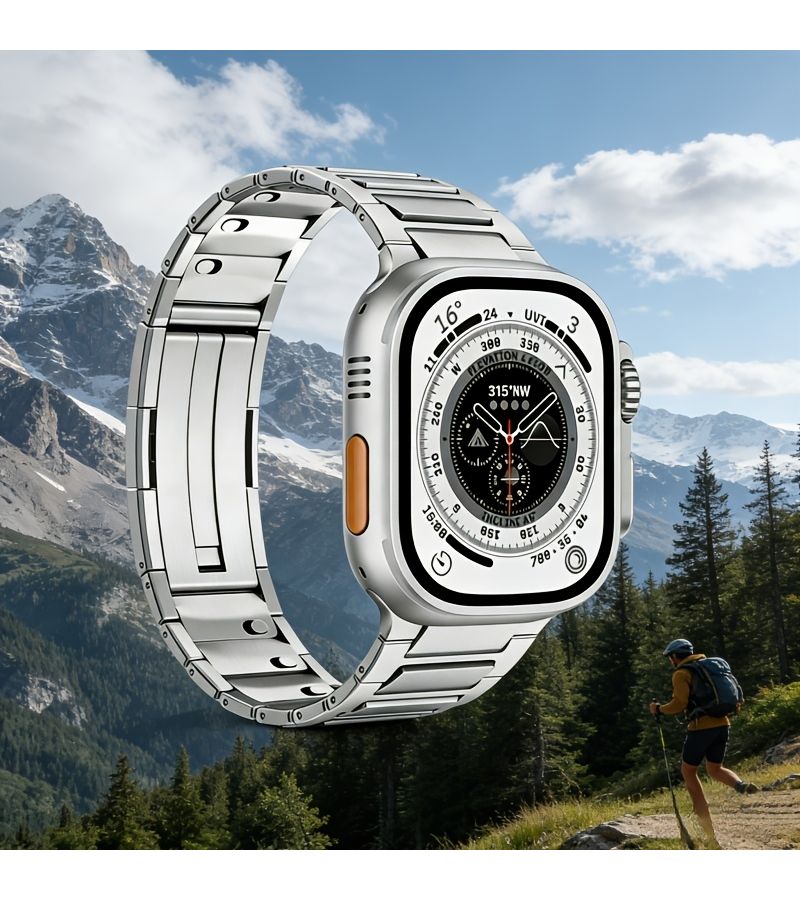 42mm Black Ultra Thin I Pattern Sliding Buckle Steel Strap For Apple Watch 4 5 6 7 8 9 10 11 SE - Image 5