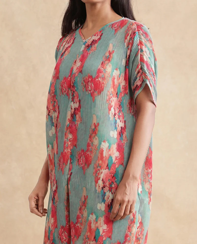 Rareism Rareism Women's Dellusion Multi Polyester Fabric Round Neck  Extended Sleeve Floral Print Asymmetric Mini Dress