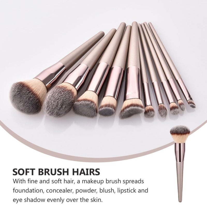 Professional Makeup Brush Set 10pcs with Foundation Brush for Face Powder and Blush with Opp Bag for Women - Image 5