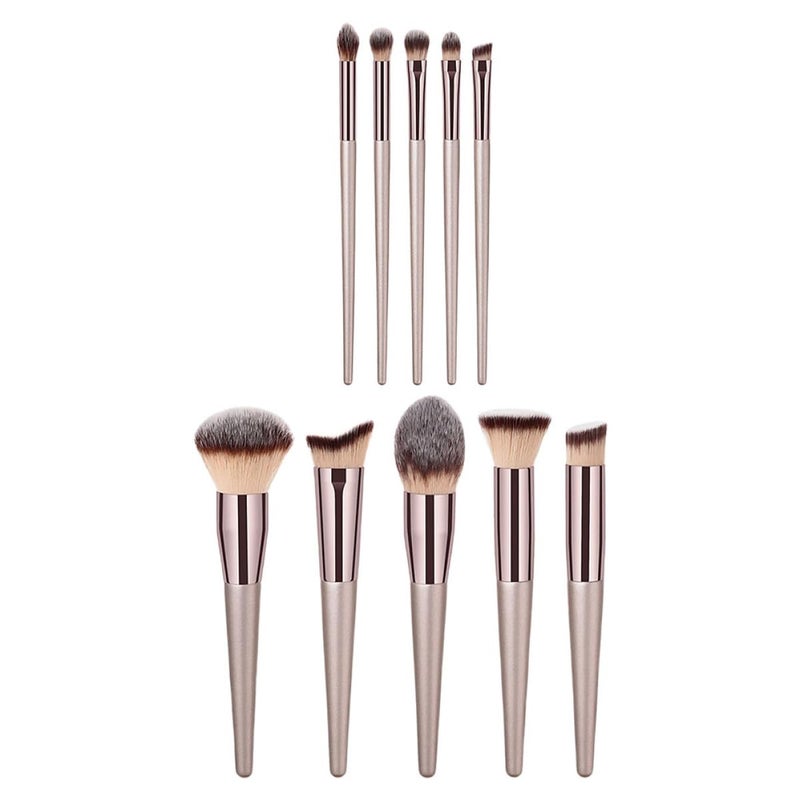 Professional Makeup Brush Set 10pcs with Foundation Brush for Face Powder and Blush with Opp Bag for Women - Image 1