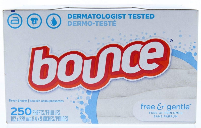 Bounce 250ct of Bounce Fabric Softener Dryer Sheets, Free & Gentle - Image 1