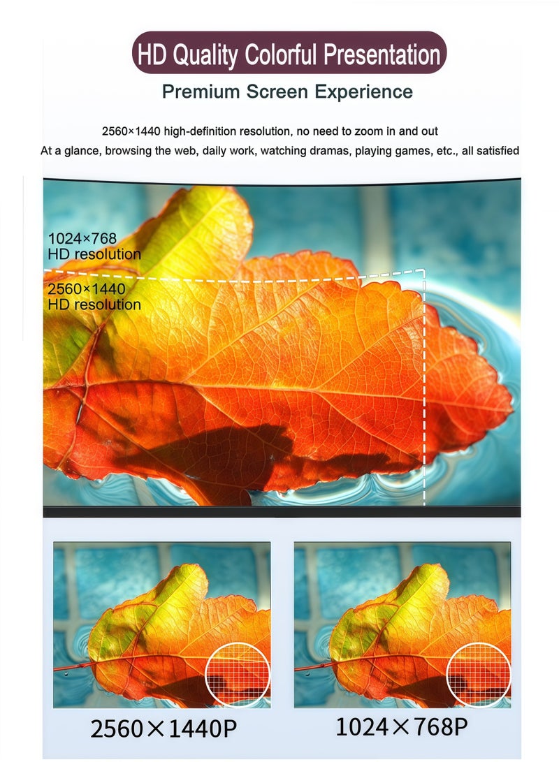 Glanfen 27 inch 2800R Curved Gaming Monitor - 165Hz QHD (2560×1440), 1ms MPRT, Built-in Speakers and RGB Blacklit, VA Panel, 99% sRGB, VESA Mount, HDMI/DP Ports - Image 3