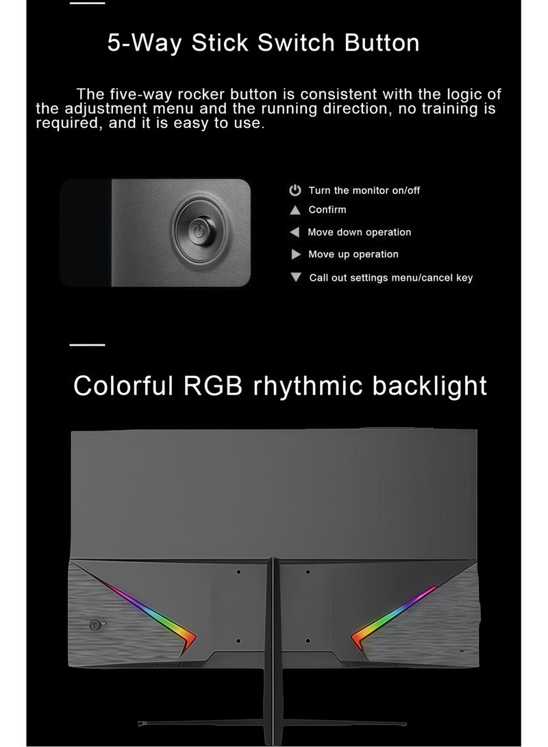 Glanfen 27 inch 2800R Curved Gaming Monitor - 165Hz QHD (2560×1440), 1ms MPRT, Built-in Speakers and RGB Blacklit, VA Panel, 99% sRGB, VESA Mount, HDMI/DP Ports - Image 4