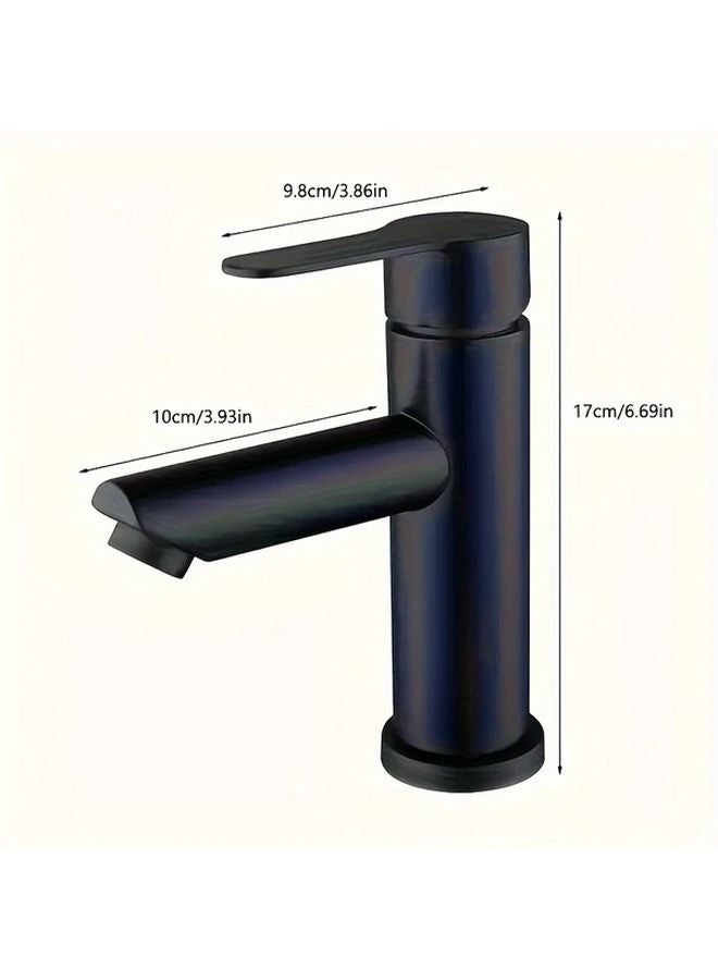 Black 304 Stainless Steel Dual Handle Faucet With Ceramic Valve For Bathroom Sink - Image 4
