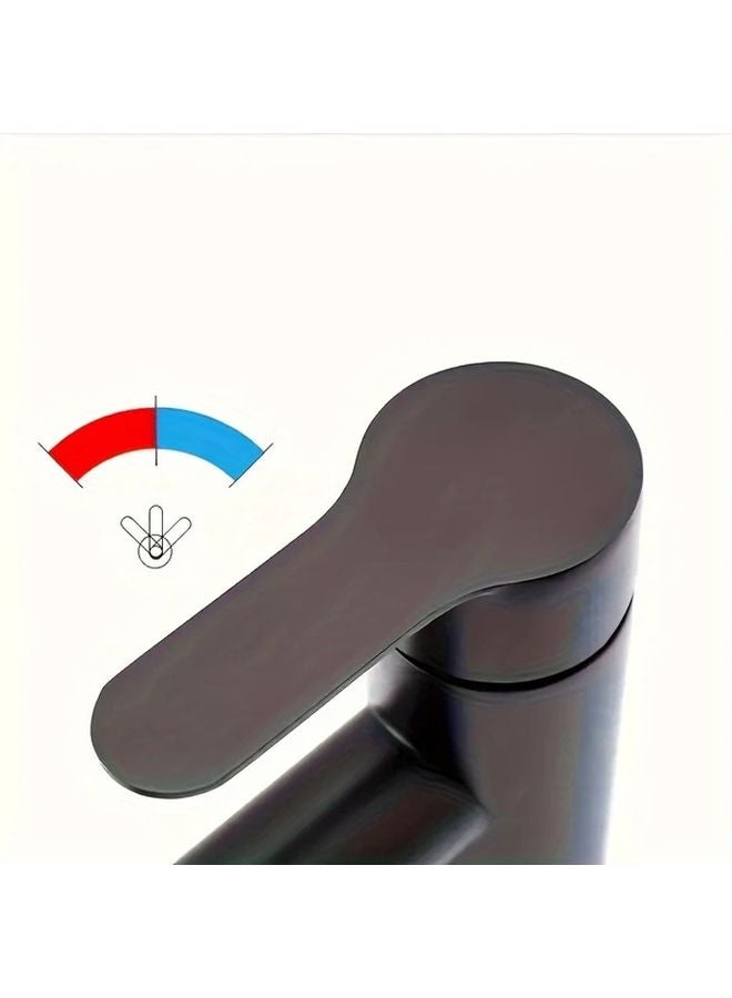 Black 304 Stainless Steel Dual Handle Faucet With Ceramic Valve For Bathroom Sink - Image 5