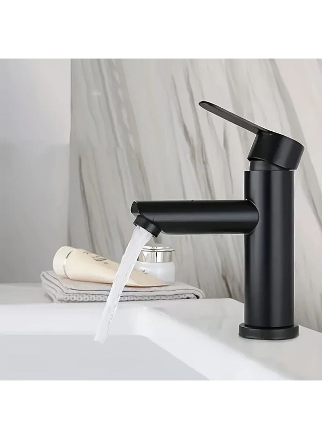 Black 304 Stainless Steel Dual Handle Faucet With Ceramic Valve For Bathroom Sink - Image 2