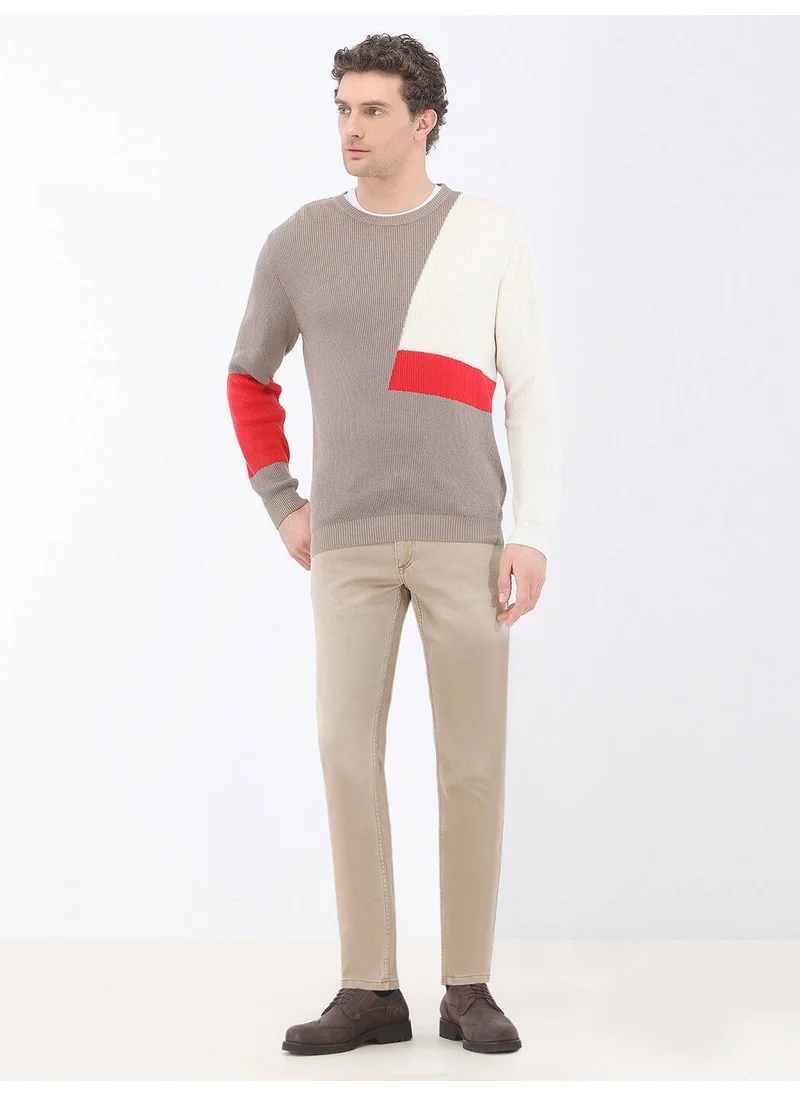 كيب Beige Crew Neck Cotton Blend Knitwear