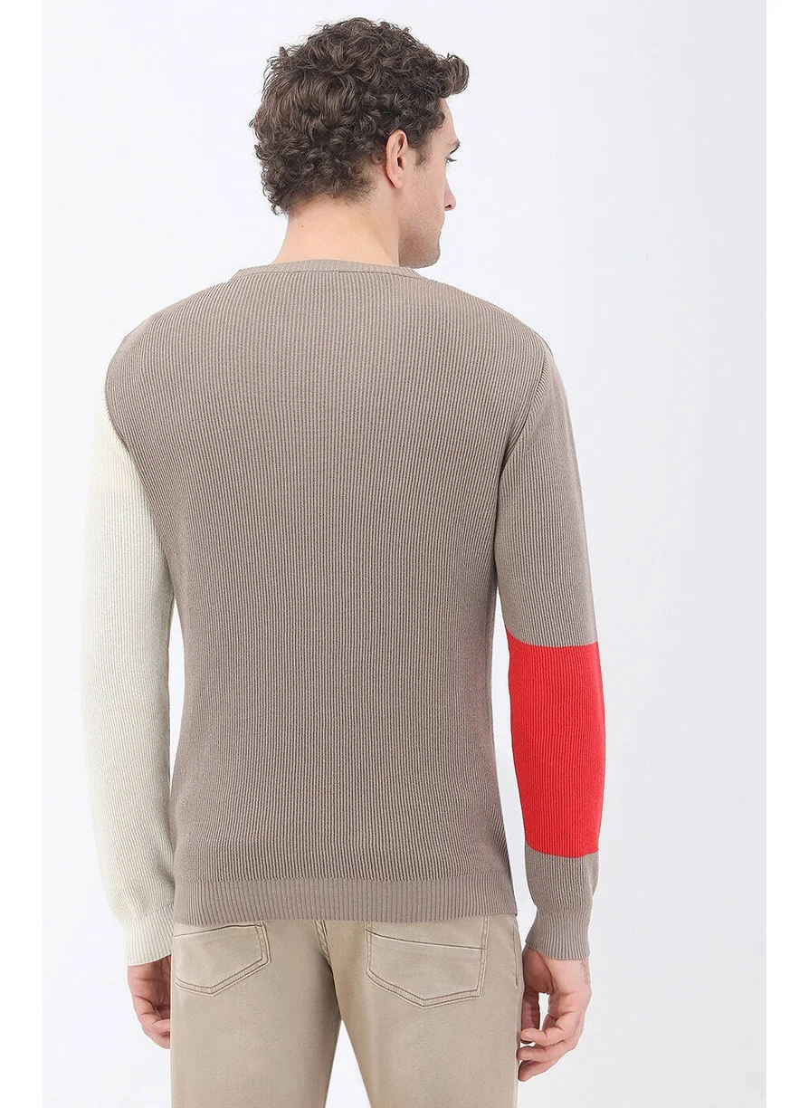 كيب Beige Crew Neck Cotton Blend Knitwear