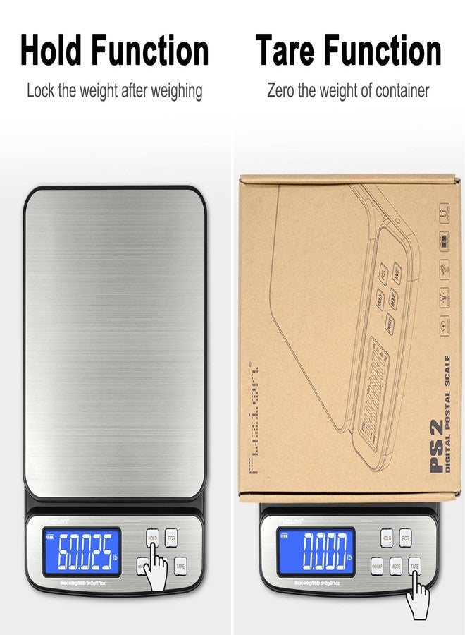 Fuzion Digital Shipping Postal Scale - 88lb x 0.1oz, Stainless Steel Platform, 5 Units, Hold/Tare/PCS Counting, Easy Calibration, Large LCD, Scale for Packages, All-in-1 Shipping Scale - Image 5