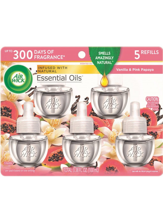 Air Wick Air Wick Plug in Scented Oil Refill, 5ct, Vanilla and Pink Papaya, Air Freshener, Essential Oils - Image 1