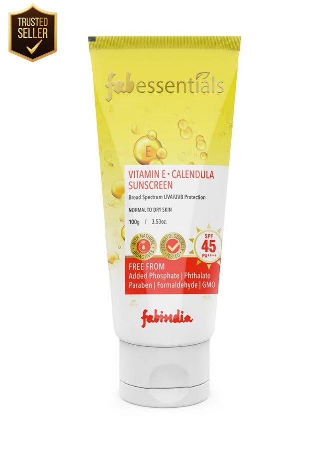 Fabessentials Vitamin E Calendula Sunscreen SPF 45 PA++++ | Broad Spectrum Protection - 100ml - Image 1