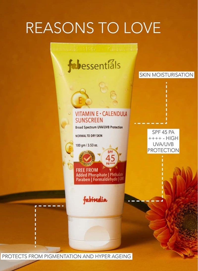 Fabessentials Vitamin E Calendula Sunscreen SPF 45 PA++++ | Broad Spectrum Protection - 100ml - Image 2