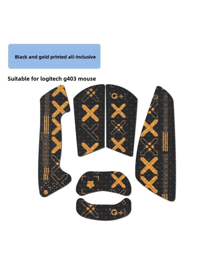 Generic - Anti-slip Mouse Sticker Logitech G403 G603 G703 Special Sweat-absorbent Sticker Hero CF/LOL Sticker Protective Film-Color: 1 Piece Of Black Gold Print - Image 1