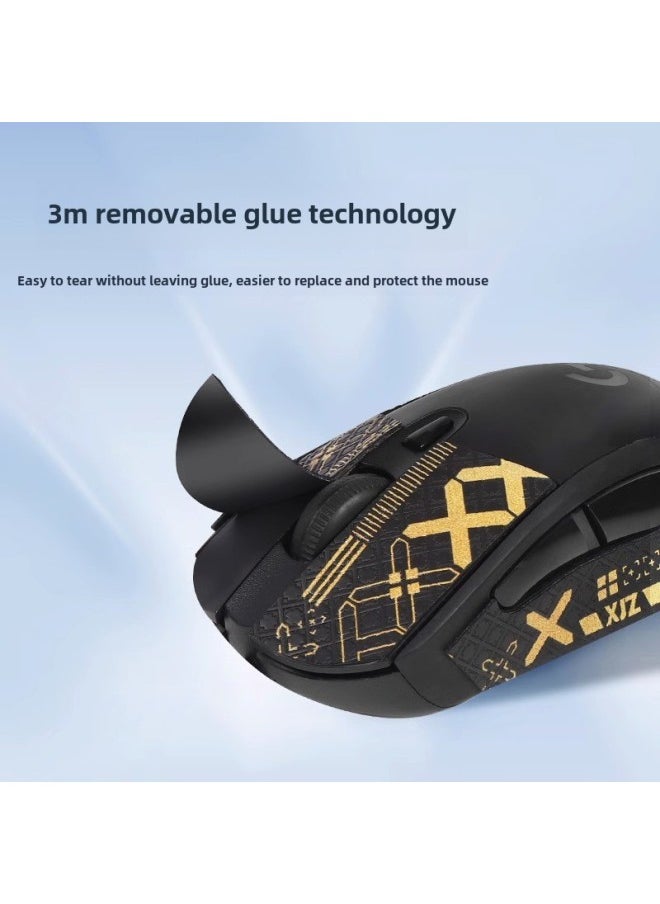 Generic - Anti-slip Mouse Sticker Logitech G403 G603 G703 Special Sweat-absorbent Sticker Hero CF/LOL Sticker Protective Film-Color: 1 Piece Of Black Gold Print - Image 1