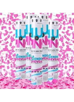 MARKQ [5 Pack] Pink Gender Reveal Confetti Cannon [30 cm] - Baby Girl Confetti Party Popper for Pregnancy Announcements & Gender Reveal Parties  - Image 1