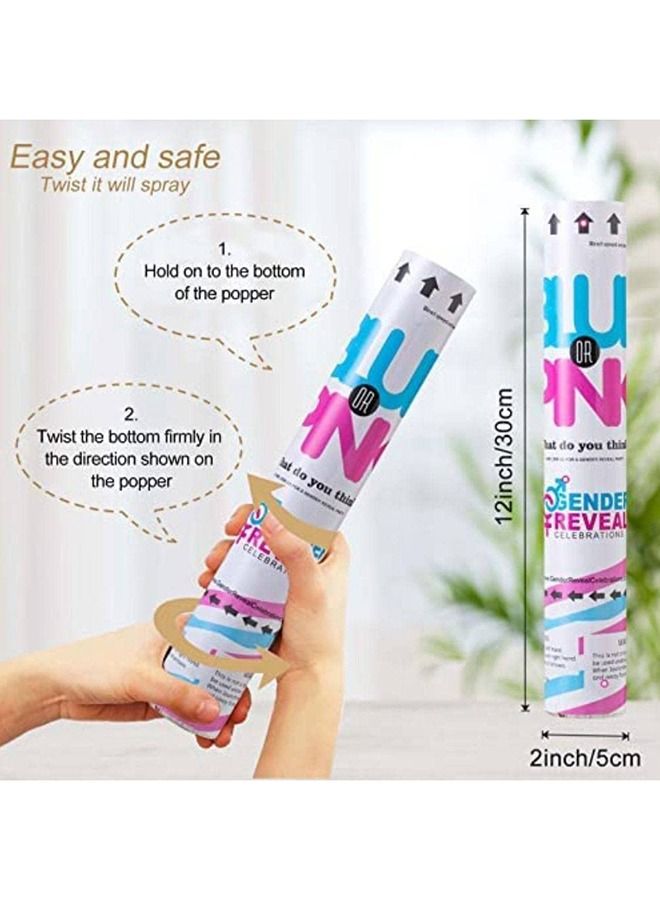 MARKQ مدفع قصاصات الورق الوردي مقاس 30 سم لإعلان الحمل ومستلزمات الحفلات للكشف عن جنس الطفلة 5 عبوات 30 سم - Image 3