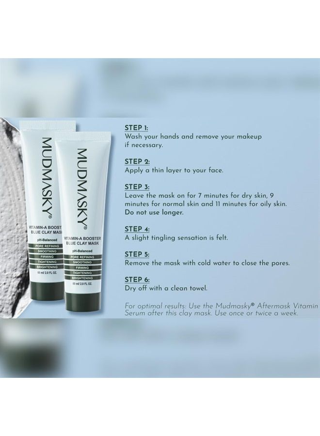 MUDMASKY Vitamin-A Booster Blue Clay Mask 60ml / 2.0 FL. OZ. - Image 4