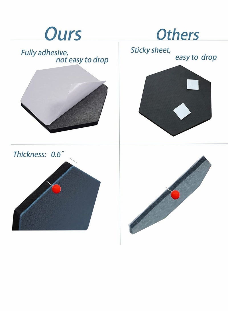 Self Adhesive Bulletin Boards 10Pcs 15cm Hexagon Felt Board Tiles with Push Pins for Walls Cork Pin Pictures Photos Memos - Image 4