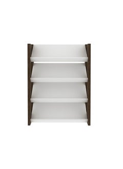 DANUBE HOME Lean 4 Tier Shoe Cabinet 12 Pairs Of Shoes Modern Design Furniture Wooden Shoe Organizer For Entryway Hallway Living Room L 69x26.2x90.5 Cm White/Walnut  - Image 2