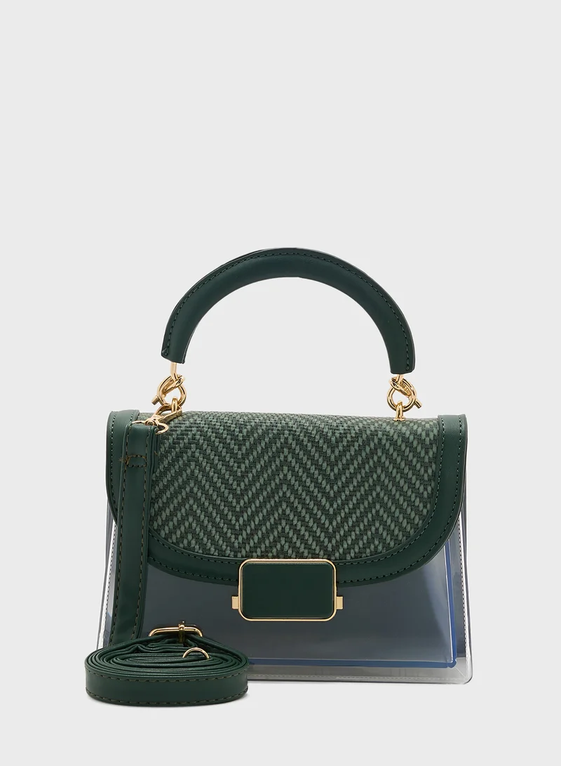 ايلا Clear Satchel With Tweed Flap