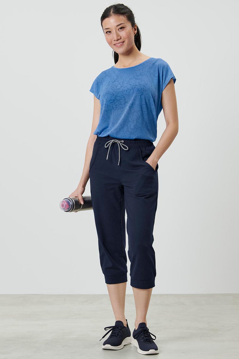 Tchibo Women Sportswear Fit Outdoor Cropped Trousers Pants, Navy  - Image 1