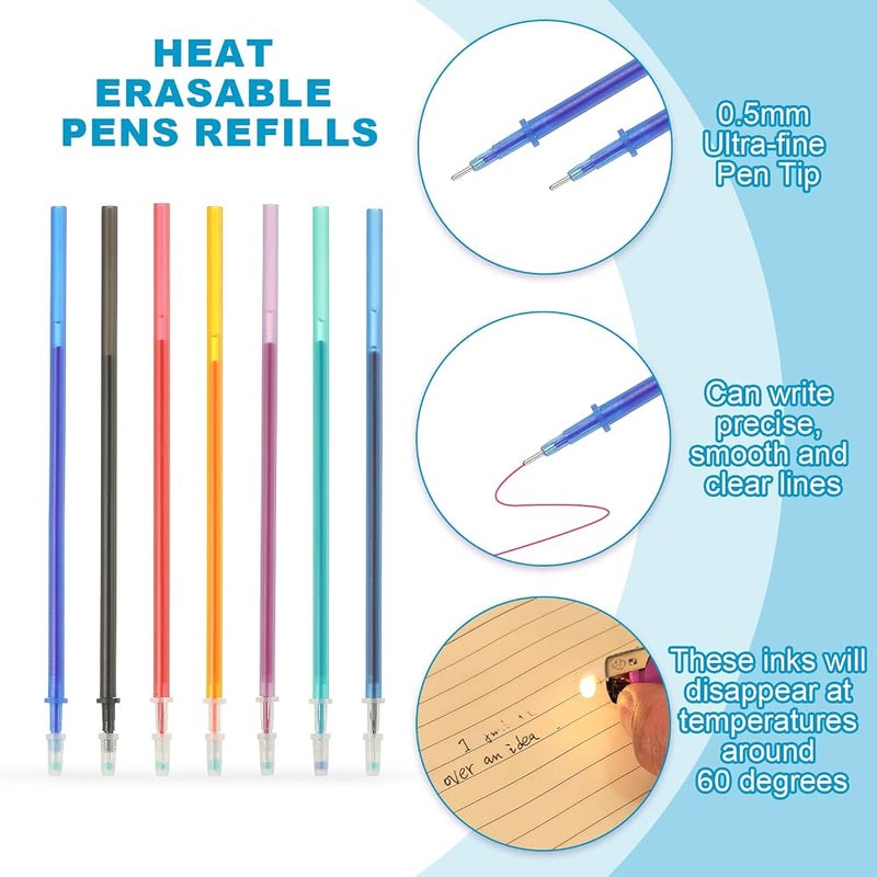 PATIKIL 70 Pcs Erasable Gel Pens Refills, 0.5mm Heat Erasable Pens Refills for Fabric Disappearing Ink Fabric Marking Pen for Sewing Quilting Writing, Multicolor Ink - Image 3