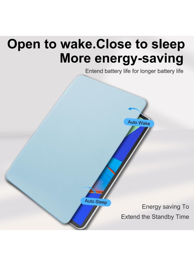for iPad 2025 (11th Generation) A16 11-inch Case Cover, Tablet Protective Case With Pen Slot, Acrylic 360 ° Rotating Design, Automatic Wake-up/sleep, Soft Leather,Blue