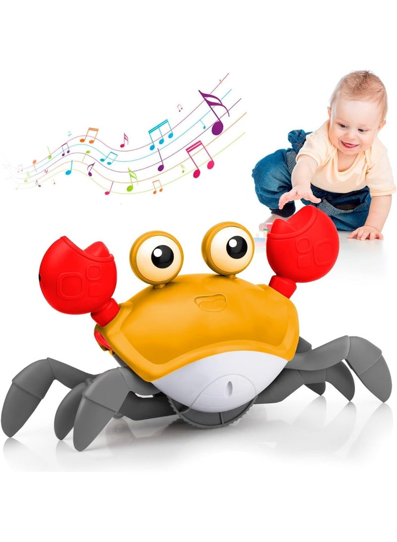 Crawling crab toy for babies and newborns, light-up moving and dancing crab toy with music and obstacle avoidance, sensory development toy for infants, from TOYS-EGYPT (orange color) - Image 1