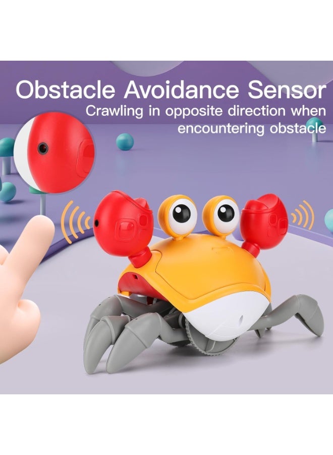 Crawling crab toy for babies and newborns, light-up moving and dancing crab toy with music and obstacle avoidance, sensory development toy for infants, from TOYS-EGYPT (orange color) - Image 3