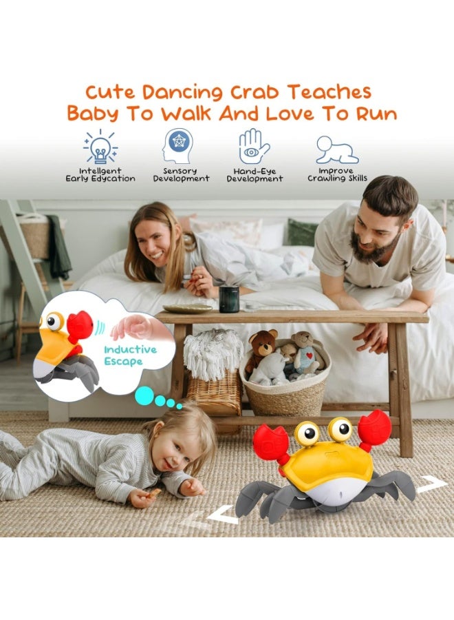 Crawling crab toy for babies and newborns, light-up moving and dancing crab toy with music and obstacle avoidance, sensory development toy for infants, from TOYS-EGYPT (orange color) - Image 4