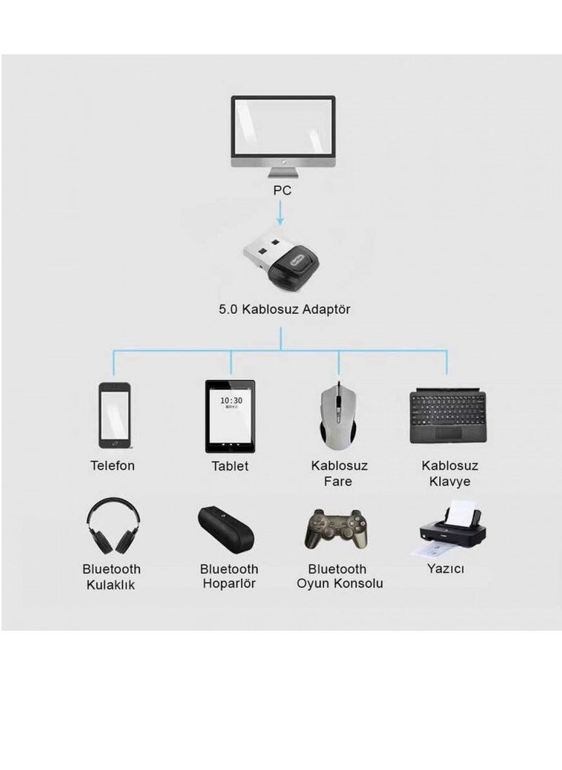 جو-ديز - محول USB بلوتوث 5.0 جهاز استقبال مناسب لأجهزة الكمبيوتر المكتبية وأجهزة الكمبيوتر المحمولة ولوحات المفاتيح والطابعات والماوس وسماعات الرأس - Image 1