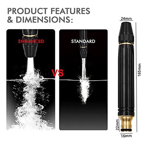 OUTO Garden Hose Nozzle 100% Heavy Duty Metal High-Pressure Water Spray Gun with Adjustable Spraying Modes for Watering Plants Pipe Showering Pet Washing Bike & Car Cleaning Baby Bath Garden Toys - Image 3