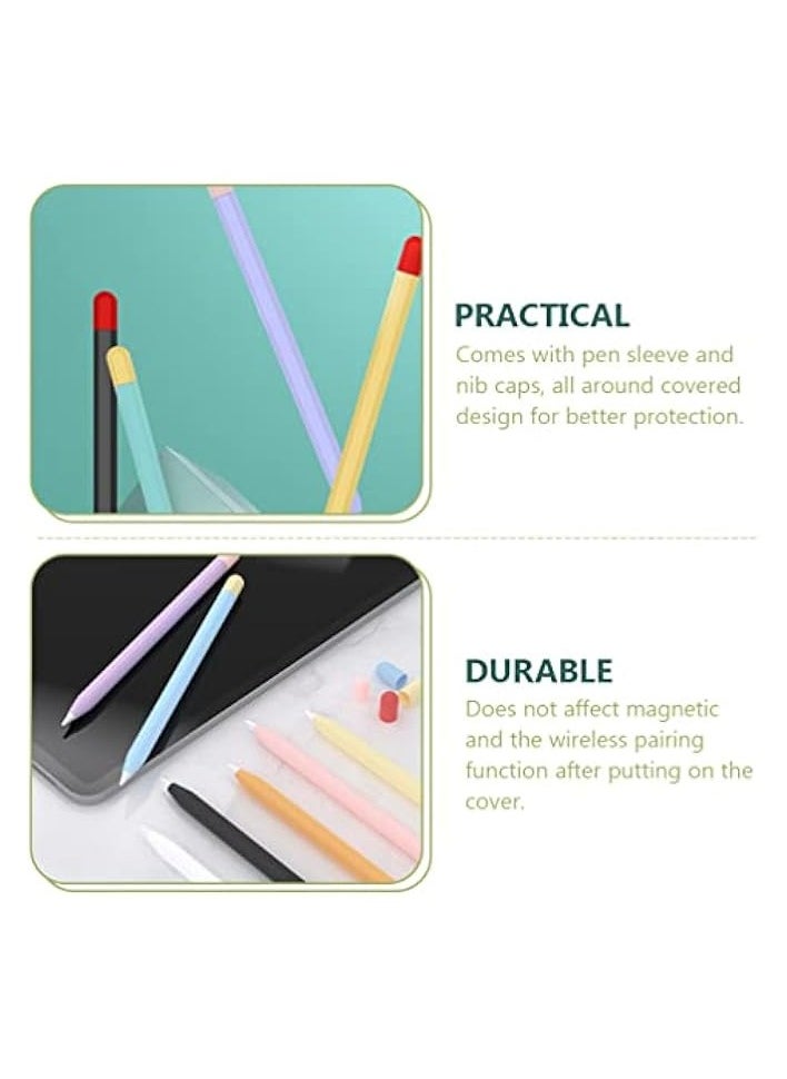 erorex 2pcs Stylus Pencil Cover Silicone Nibs Cover Anti- Slip Case Touch Screen Pen Sleeve Accessories Compatible for Pencil 2 Pink Purple  - Image 2