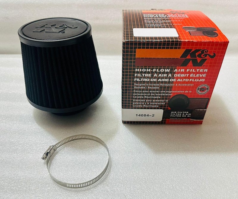 AUTO MT فلتر هواء السيارة K N + أنبوب سحب هواء بارد 3 إنش عالمي لأداء السيارة فلتر توربو من الألمنيوم مجموعة أنبوب تدفق الهواء (أنبوب سحب هواء بارد BLU + فلتر هواء K N) - Image 5