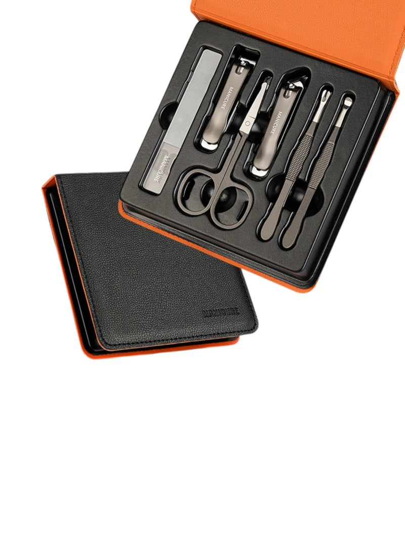 Nail Clipper Set 6 Piece - Portable Stainless Steel Kit - Gunmetal