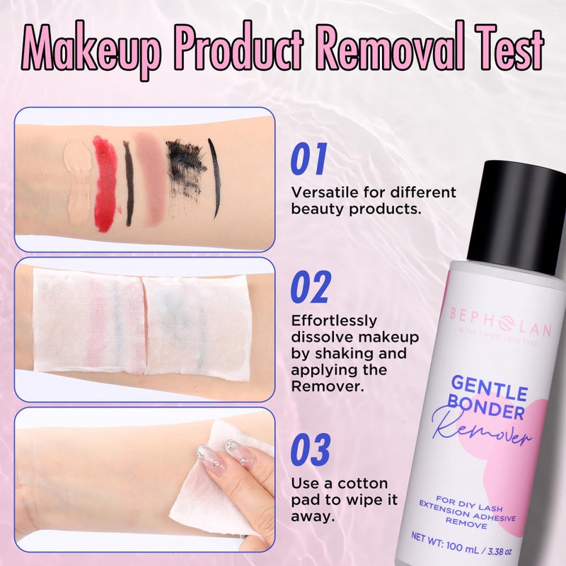 BEPHOLAN Cluster Lash Glue Remover 100ml, DIY Eyelash Extension Remover, Bond & Seal Adhesive Self Use, for Sensitive Eyes, Eye Makeup & Mascara Remover - Image 4