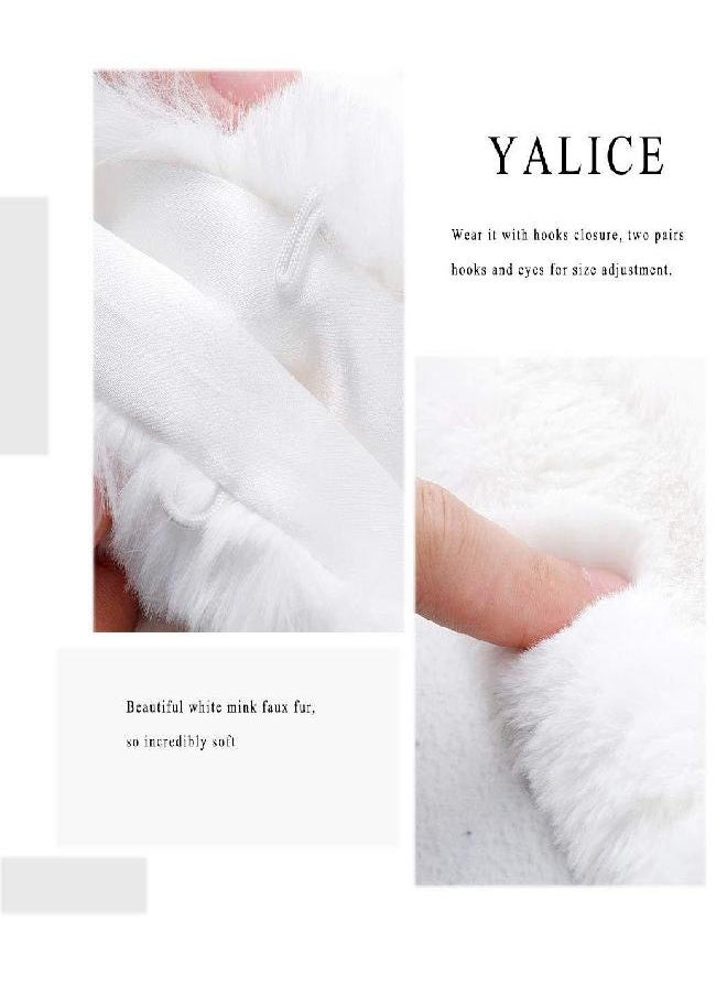 Yalice Yalice Women's Wedding Faux Fur Shawl and Wraps Bridal Fur Stole Cape Fur Scarf for Bride and Bridesmaids (White)  - Image 2