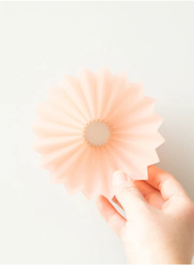 Origami - Dripper Air S with Plastic Holder - Pour Over Coffee Maker for 1-2 Cups - Made of AS Resin - Compatible with VCF-01 and Wave 155 filters - Color Matt Pink - Image 1
