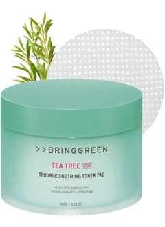 BRING GREEN Tea Tree CICA Soothing Toner PAD  Korean Daily Skincare Routine with Mild Formula Cooling for Soothing and Hydrationg Effect Vegan Certified Toner Pads 90 Count 529 Fl OZ