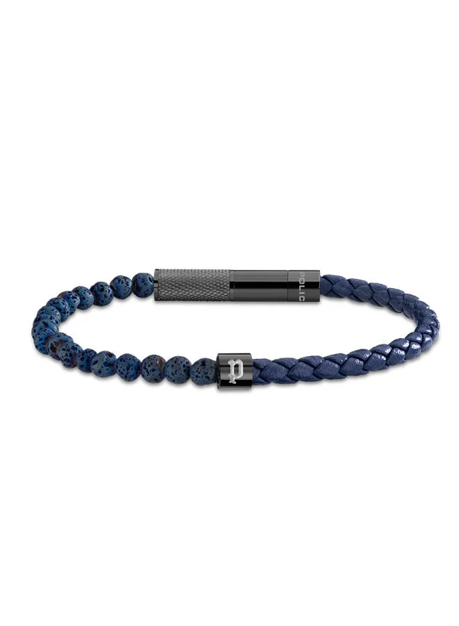 بوليس Twine Bracelet for Men Blueand Grey beads with LeatherPEAGB0012502