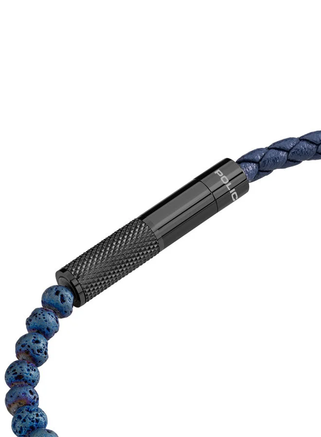 POLICE Twine Bracelet for Men Blueand Grey beads with LeatherPEAGB0012502