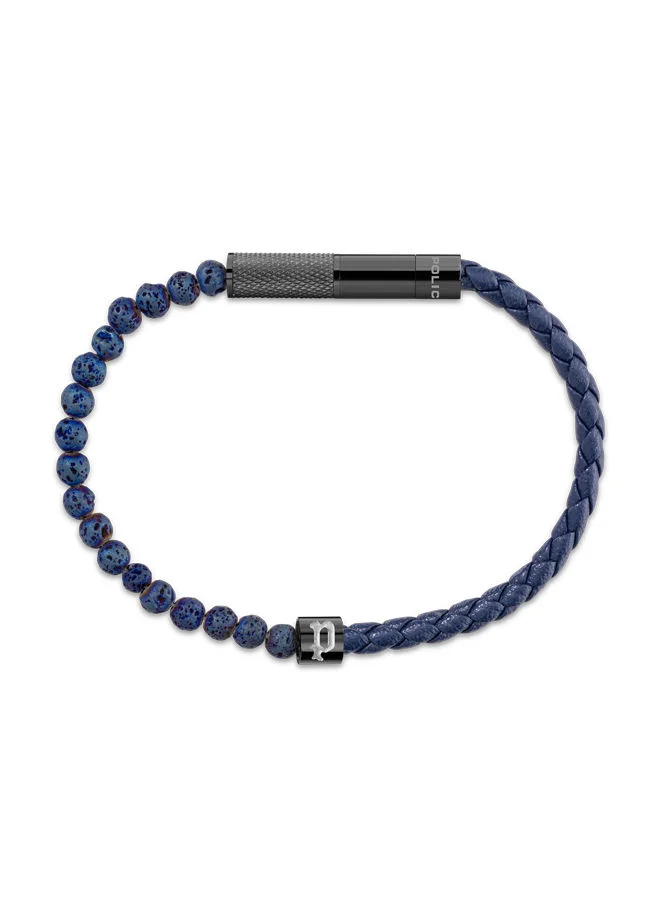 بوليس Twine Bracelet for Men Blueand Grey beads with LeatherPEAGB0012502