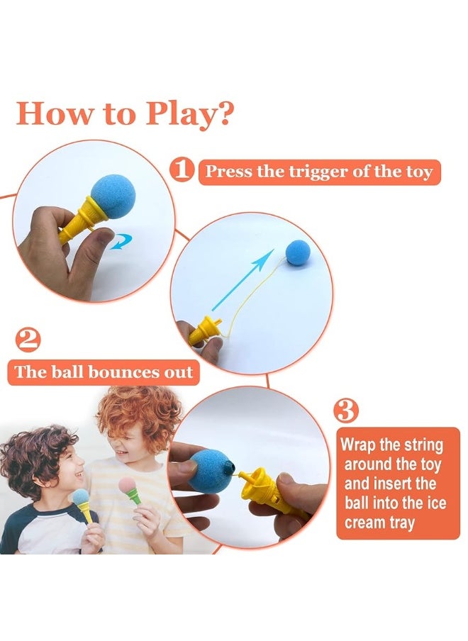 Meirrnyyu 24 Pcs 4inch Ice Cream Foam Ball Launcher,Mini Ice Cream Cone Shooter Toys for Kids,Children,Carnival Prize,Party Favors  - Image 1