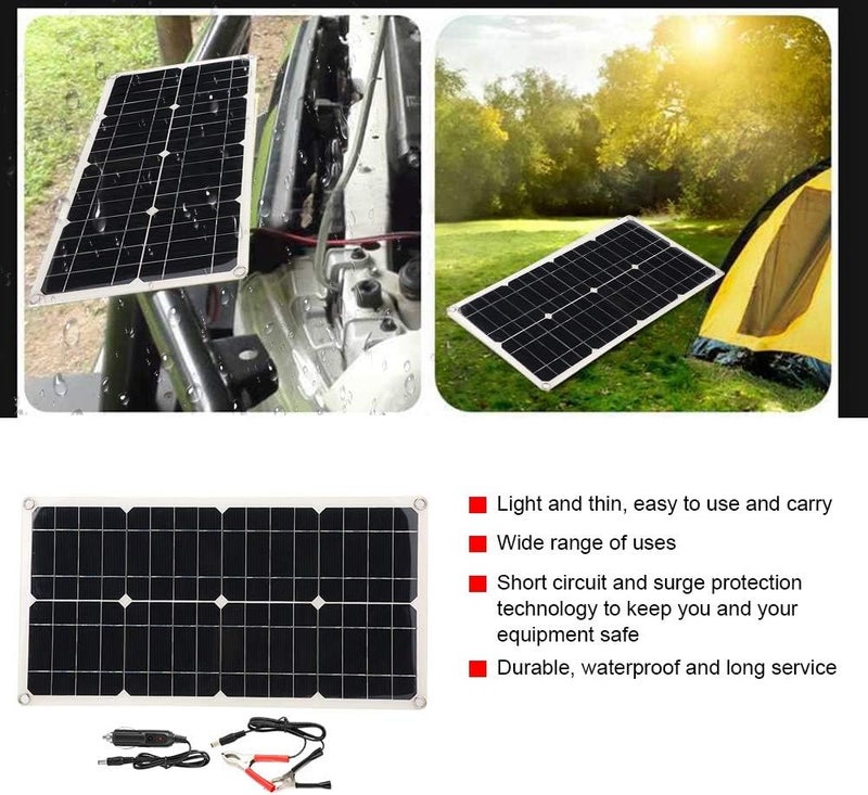 cheekyglo Solar Panel Flexible Monocrystalline Solar Panel Kit, 25w Dual 5V Car Battery Charger Controller Solar Panel Charging Device for Power Stations Outdoor Camping - Image 3
