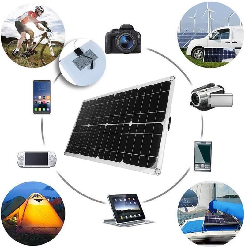 cheekyglo Solar Panel Flexible Monocrystalline Solar Panel Kit, 25w Dual 5V Car Battery Charger Controller Solar Panel Charging Device for Power Stations Outdoor Camping - Image 4