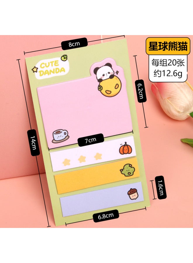 HELPS Cartoon Panda Combination Index Stickers Creative Students Cute High-value Sticky Notes Message Notes Can Be Pasted N Times - Image 1