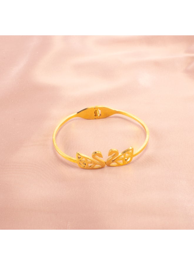 Golden Stainless Steel Flamingo Bangale Bracelet  - Image 2