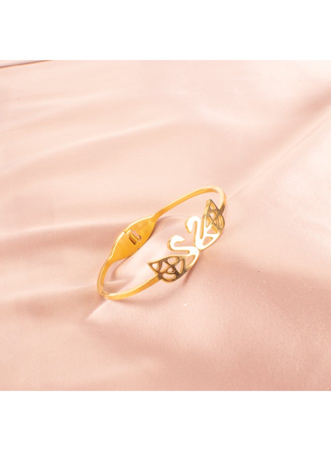 Golden Stainless Steel Flamingo Bangale Bracelet  - Image 1