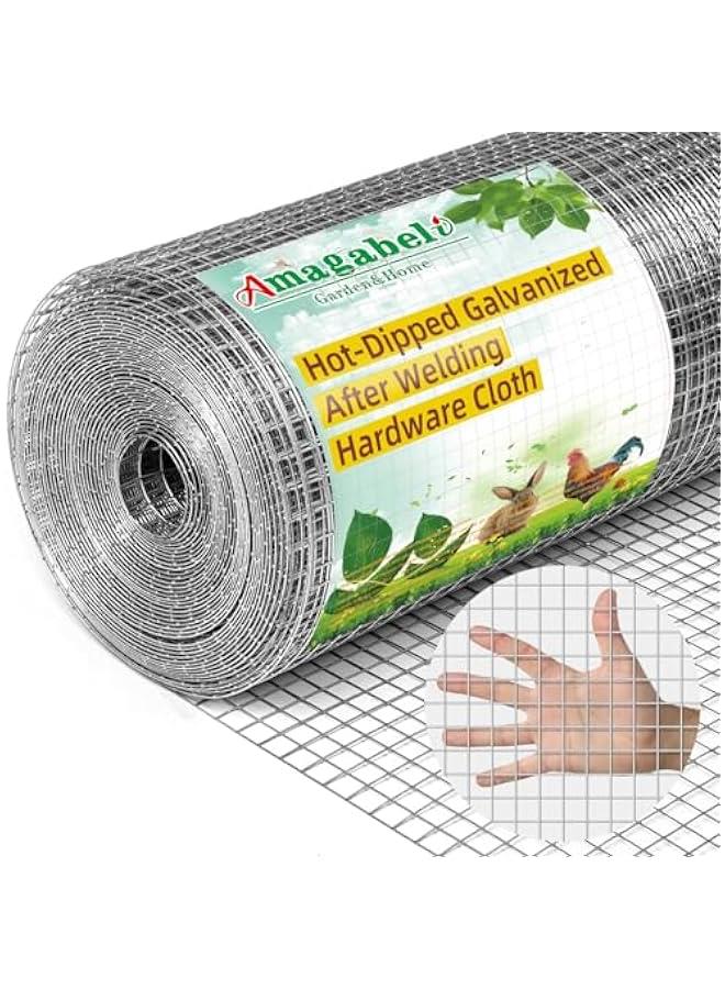 Arabest Amagabeli Hardware Cloth 1/2 inch 48inx50ft 19 Gauge Chicken Wire Hot-Dipped Galvanized After Welding Welded Wire Fencing Mesh Roll Garden Plant Support Poultry Netting Rabbit Cage Snake Gopher Fence - Image 1