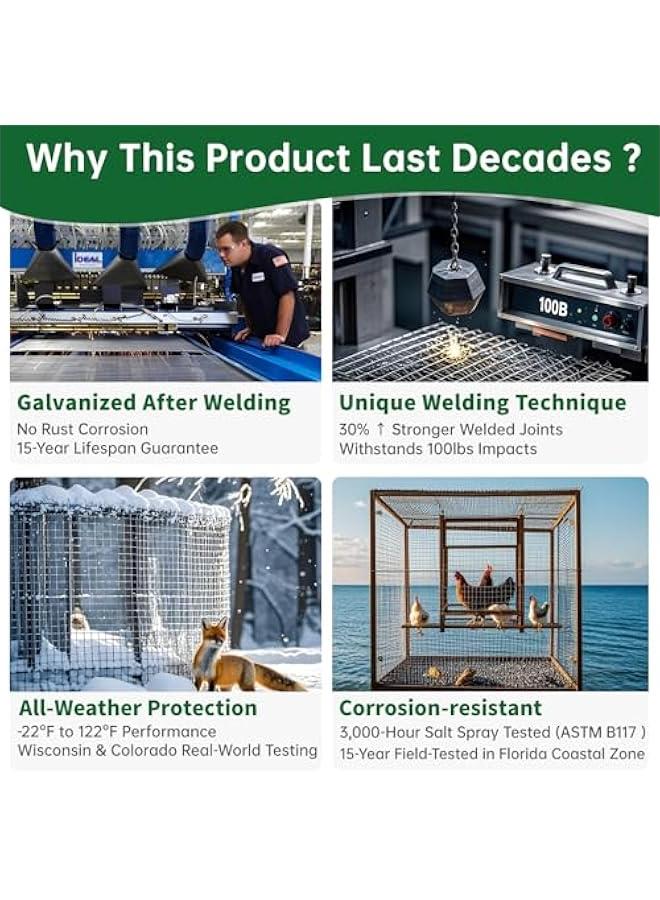 Arabest Amagabeli Hardware Cloth 1/2 inch 48inx50ft 19 Gauge Chicken Wire Hot-Dipped Galvanized After Welding Welded Wire Fencing Mesh Roll Garden Plant Support Poultry Netting Rabbit Cage Snake Gopher Fence - Image 3